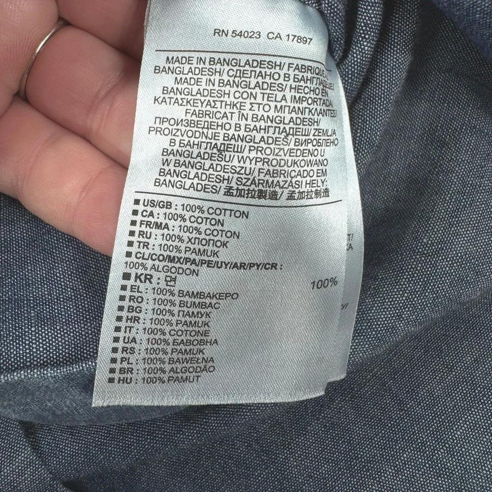 Banana Republic Button Down XL Nepped Chambray Cotton Regular Blue Fall 2014